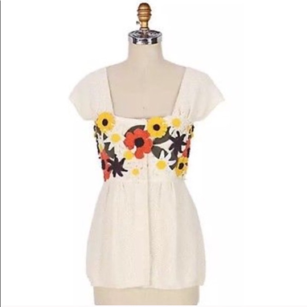 Anthropologie MOTH “park days” floral sweater top